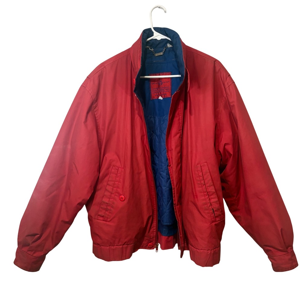 Members Only Classic Racer Jacket 80s Mens 42 Red Blue Detachable Liner Hood